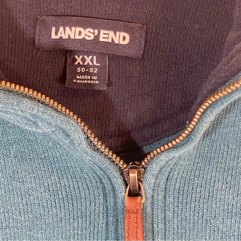 Lands End 1/4 Zip Henley LS Dark Teal Shirt Size XXL - Picture 3 of 3